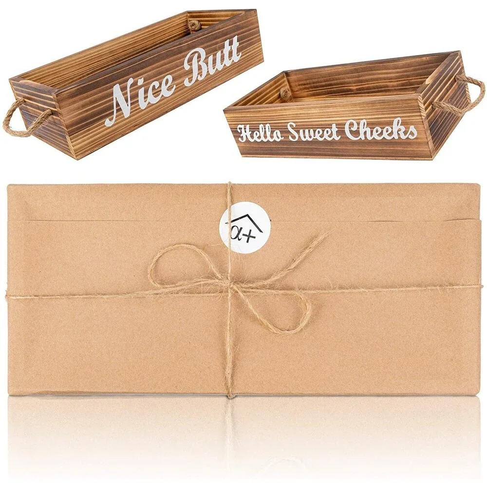 'Nice Butt' Bathroom Decor Box | Rustic Bathroom Storage Box - 2-Sided Funny